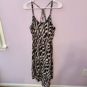 Black & Cream Animal Print High/Low Dress